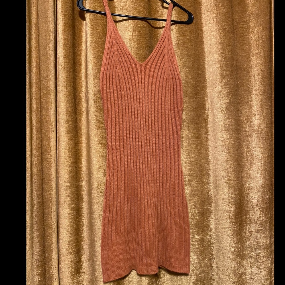 Stretchy cute fitting burnt orange mini dress
